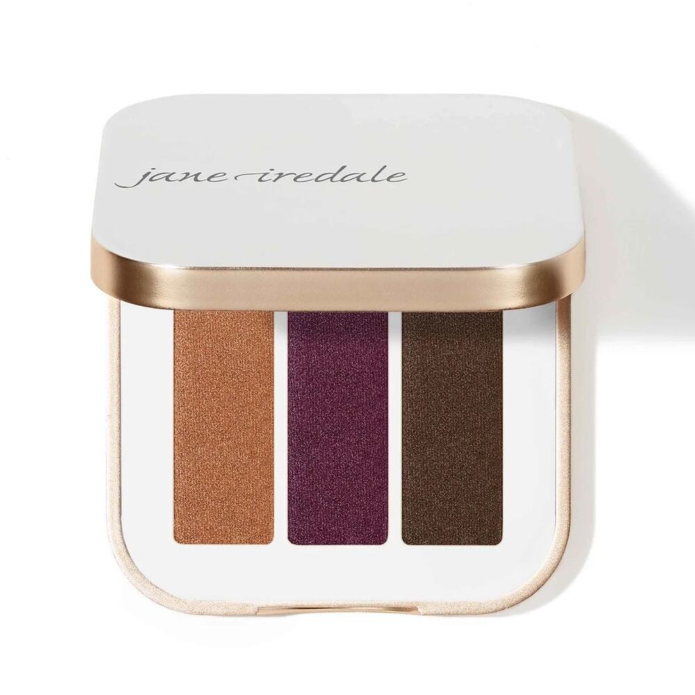 Jane Iredale PurePressed Eye Shadow Triple – Ravishing – Rose Gold Plum Brown